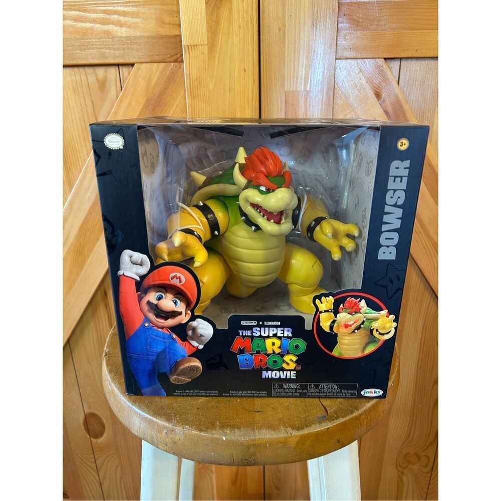 Super Mario Bros Movie Premium 7” Bowser Figure Fire Breathing Jakks 2023(7649)